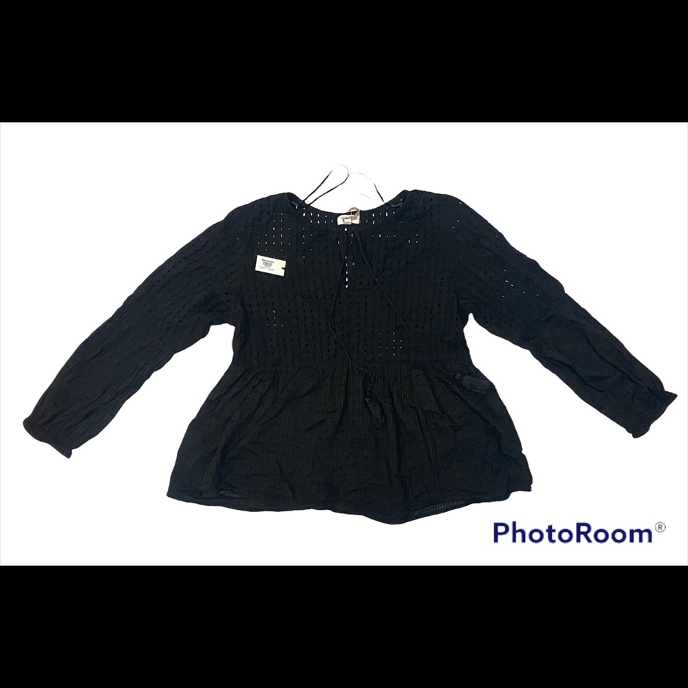 NWOT COST PLUS WORLD MARKET Black Cotton Long Sleeve Top Size Small/Medium